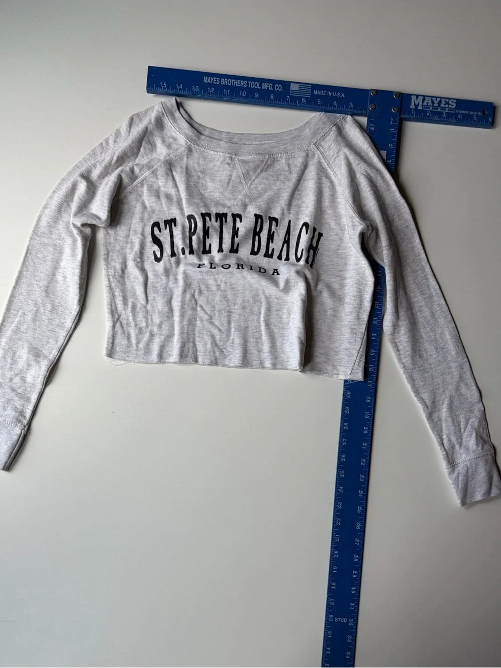 St. Pete Beach Gray Long Sleeve Crop Tee